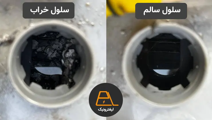 فرق سلول سالم و سلول خراب باتری لیفتراک برقی